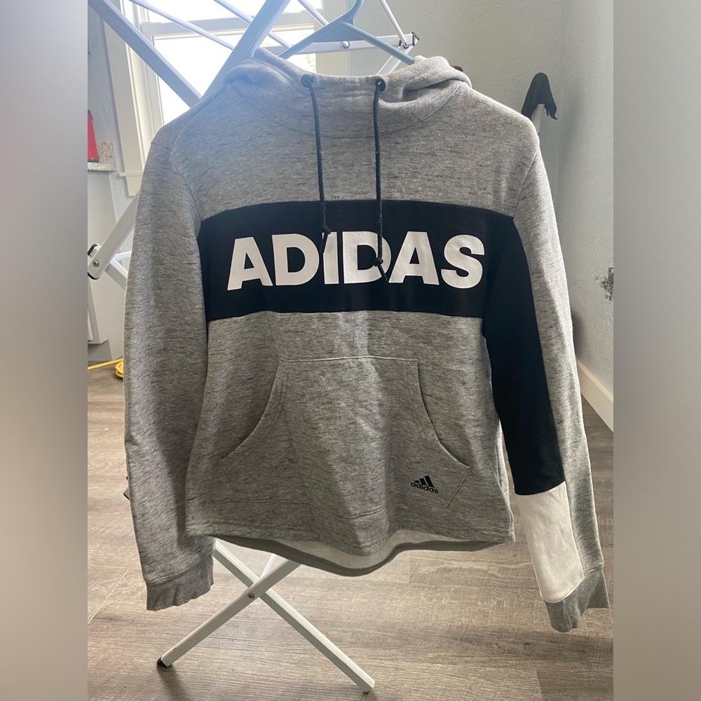 Adidas black/white/grey hoodie Size XS